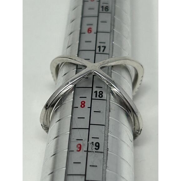 Marked JCM Silver over Brass Ring with CZ Stones - Picture 5 of 11